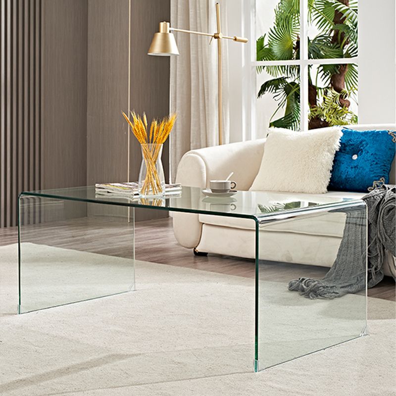 Modern Clear Glass Coffee Table 19.69"h Minimalist Cocktail Table