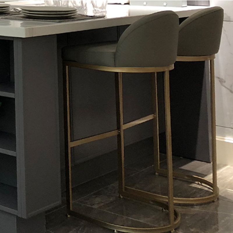 Industrial Low Back Stool PU Leather Counter Stool with Metal Legs