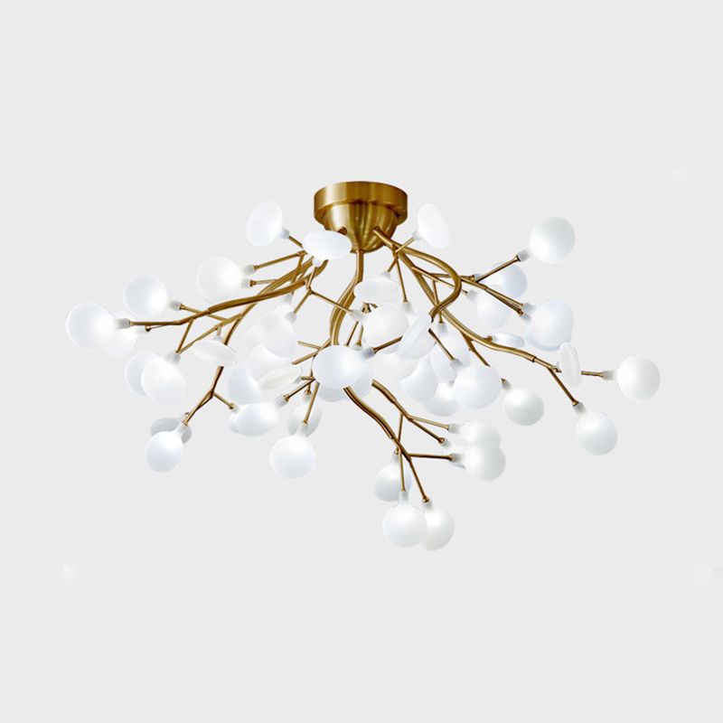 Metal Branch Flush Mount Light Simplicity Semi LED Flush Chandelier with Firefly Shade