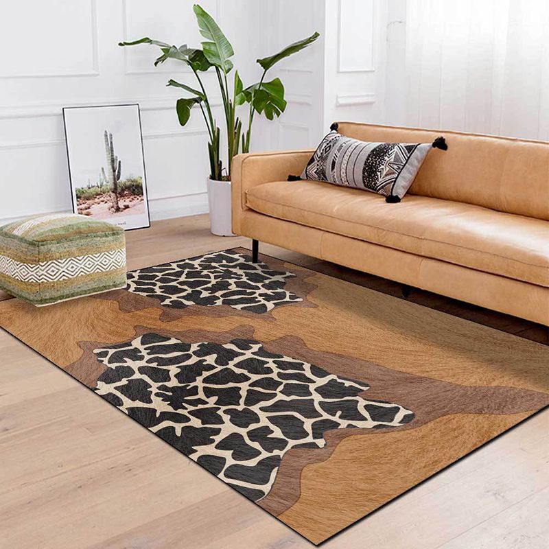 Fancy Tiger Print Rug Modern Polyester Area Rug Stain Resistant Rug for Drawing Room