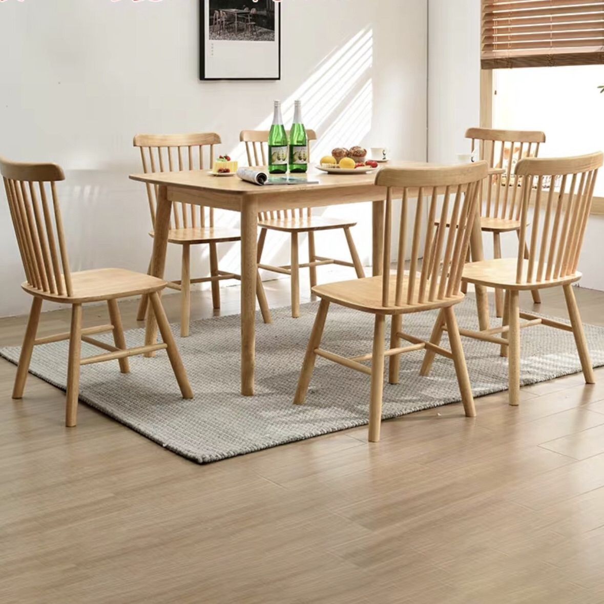 Minimalist Style Solid Wood Dining Table Set of Rectangle Shape Formal Dinette Set