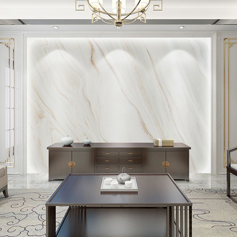 Whole Marble Wall Decor Simple Novelty Distressed Texture Mural Wallpaper in White and Brown