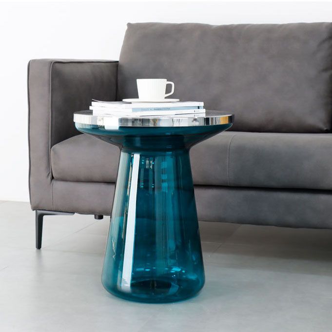 20.47" Tall Mid-century Style Side End Table Glass Pedestal Round Sofa Side Accent Table