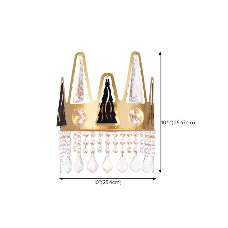 Iron and Crystal 2 - Light Wall Sconce Post Modern Wall Light in Gold and Clear