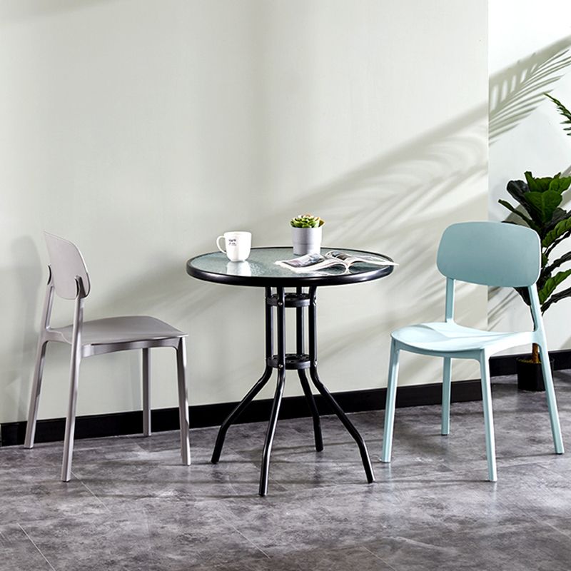 Round Shape Modern Style Dining Table Transparent Fixed Table of Glass