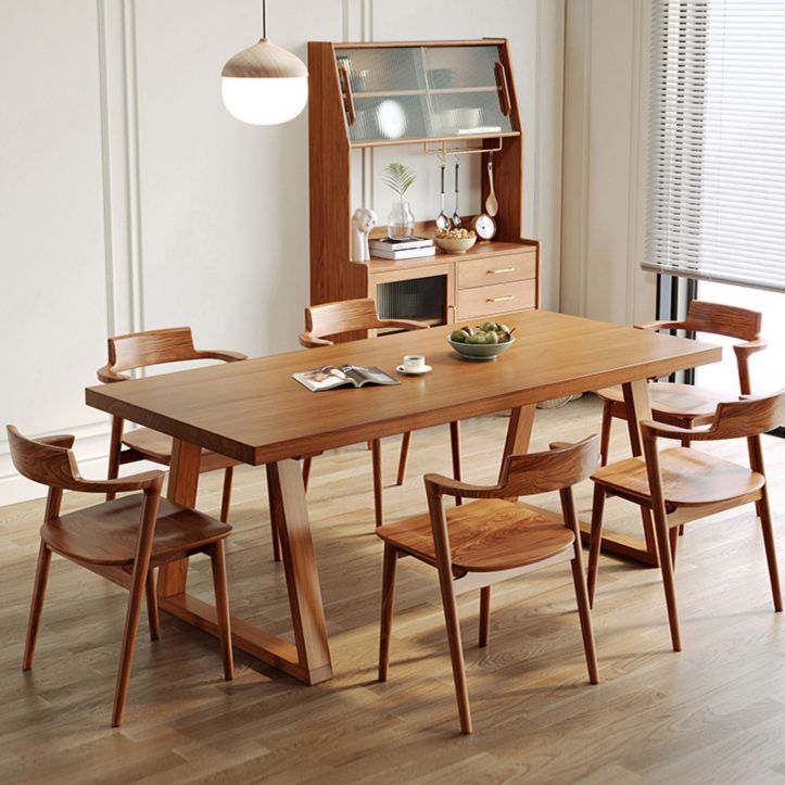 Industrial Pine Wood Kitchen Table for Restaurant Rectangle Table with Double Pedestal