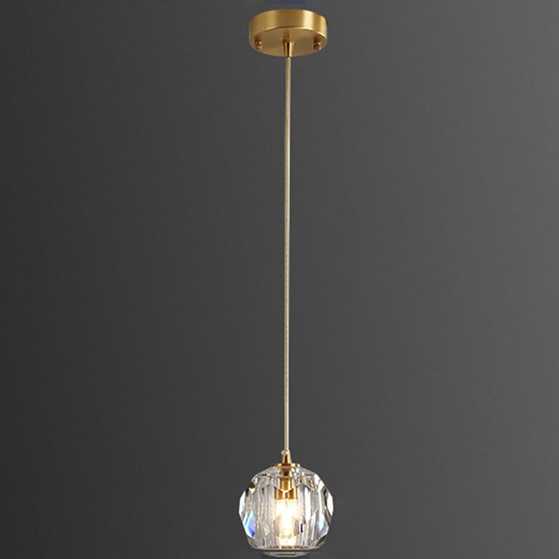 Modern Style Crystal Pendant Light Geometric Hanging Pendant for Bedroom