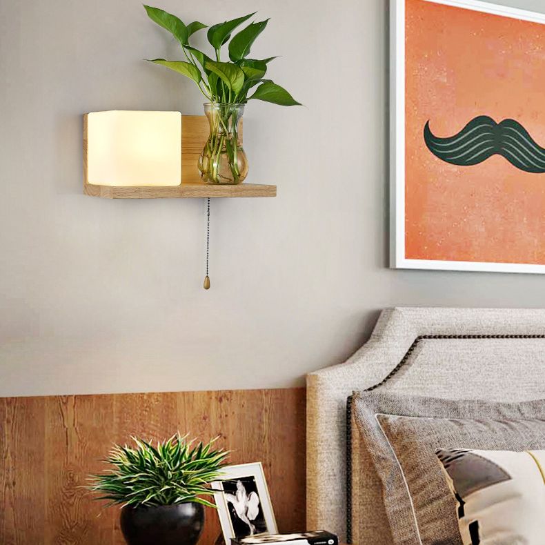 Nordic Creative Style Mur Mur Light Tifce Wood Wall Lampe