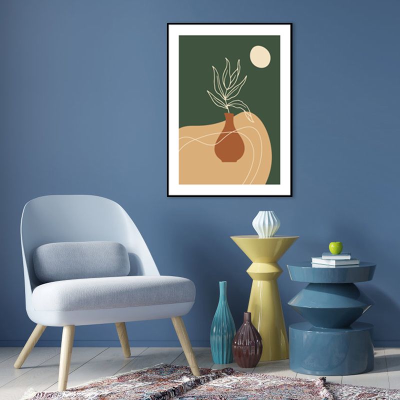 Toile de plante en Pot de couleur foncée, décoration murale texturée imprimée pour chambre, plusieurs tailles