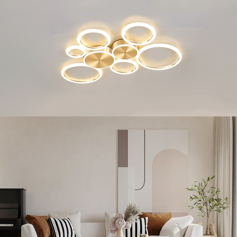 Gepolijste gouden ring inbouw minimalistische acryl LED-plafondlamp voor woonkamer