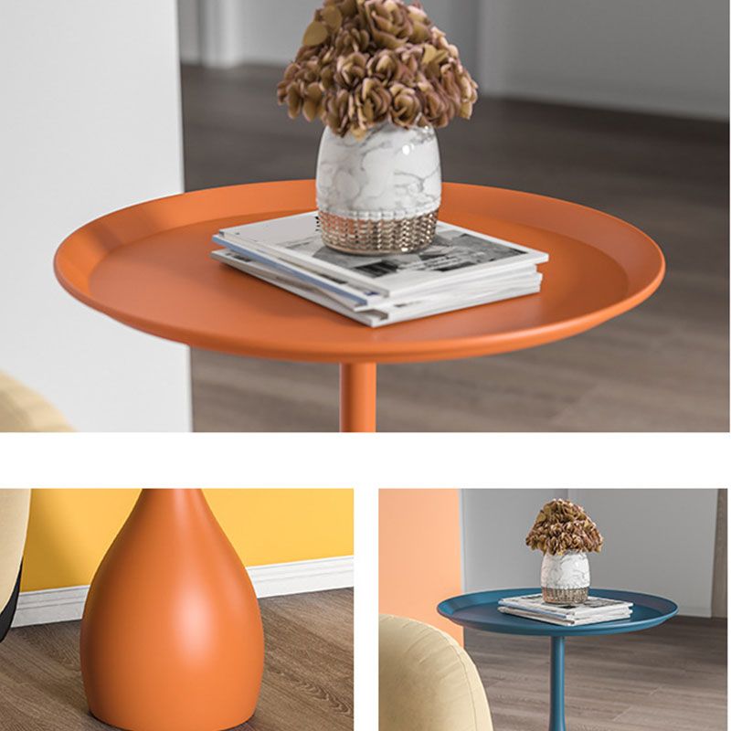 Mid-century Modern Round Modern Style Metal Table with Pedestal Base Side Table