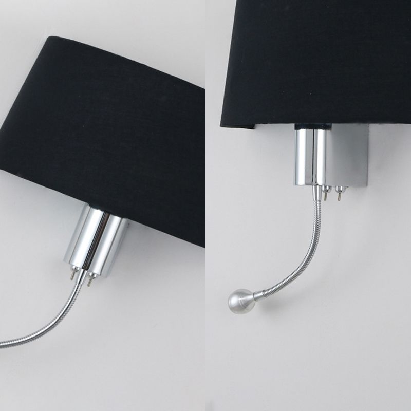 Modernism Metal Wall Light Polish Finish Fabric Shaded Lighting for Bedroom