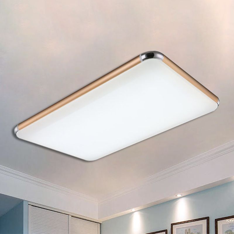 Ultra-Thin Square/Rectangular Flush Light Minimalist Gold LED Ceiling Flush Mount for Bedroom with Acrylic Diffuser, 12"/18"/20.5" Wide