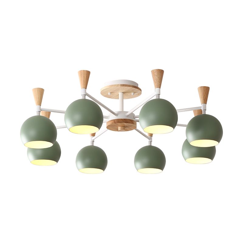 Macaron 3/6/8-Light Ceiling Lamp with Acrylic Shade Pink/Yellow/Blue Dome Semi Flush Pendant
