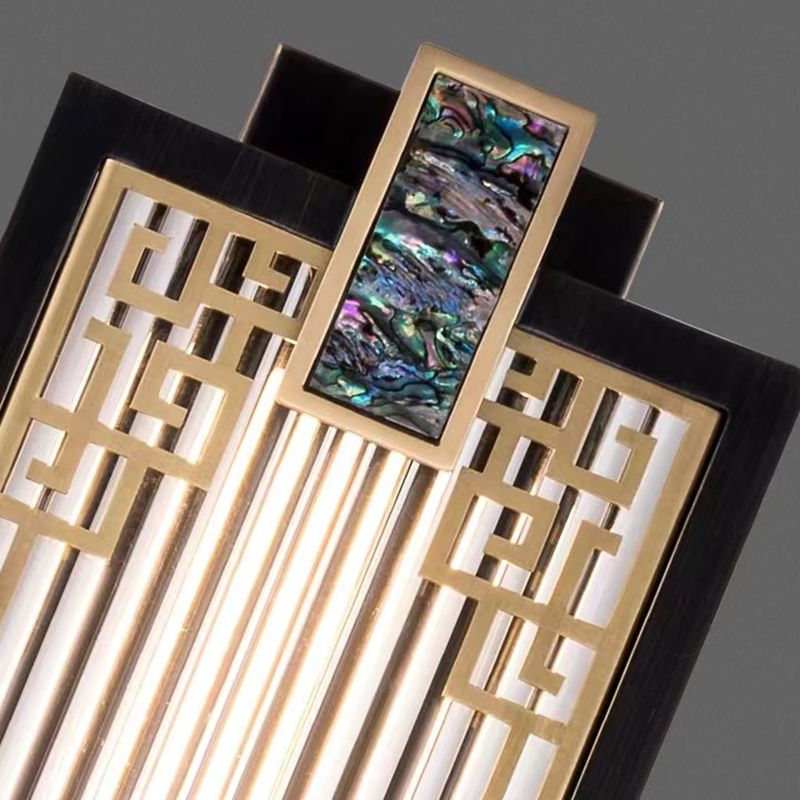 Modern Metal Wall Sconce Rectangle Shape Sconce Lights with Glass Shade for Living Room