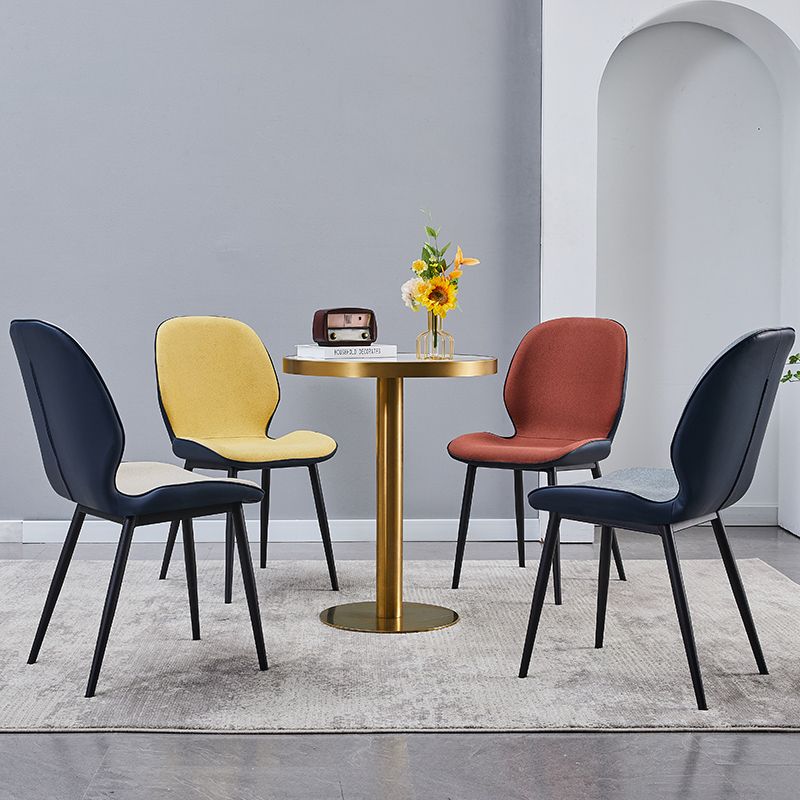 Home Scandinavian Side Chair Upholstered Solid Back Metal Dining Room Chair