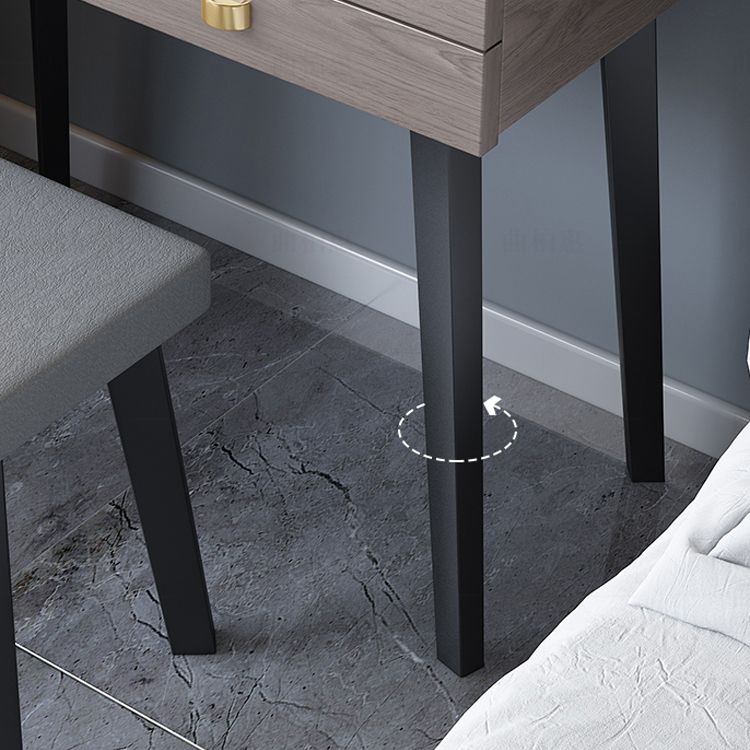 Flip-Top Vanity Table 3-Drawer Stool Vanity Set with Storage Shelves
