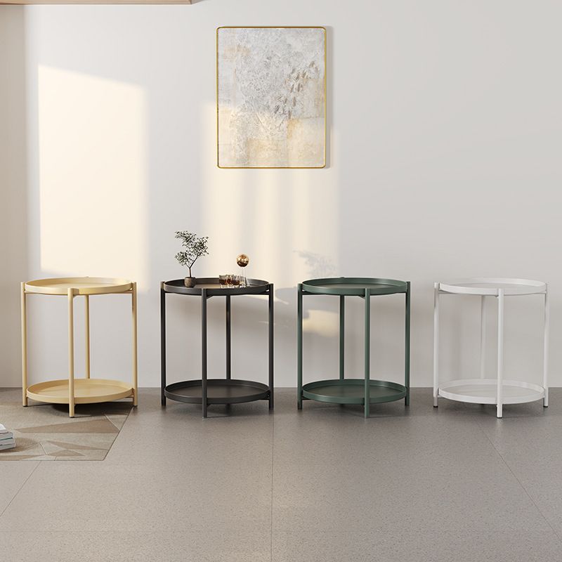 20.4" Tall 4 Legs/Cross Legs End Table Metal Round Tray Top Side End Table