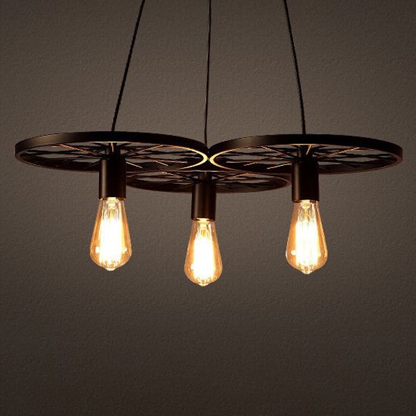 Wheel Multi Lights Chandelier Light Fixture Industrial Metal Island Pendants