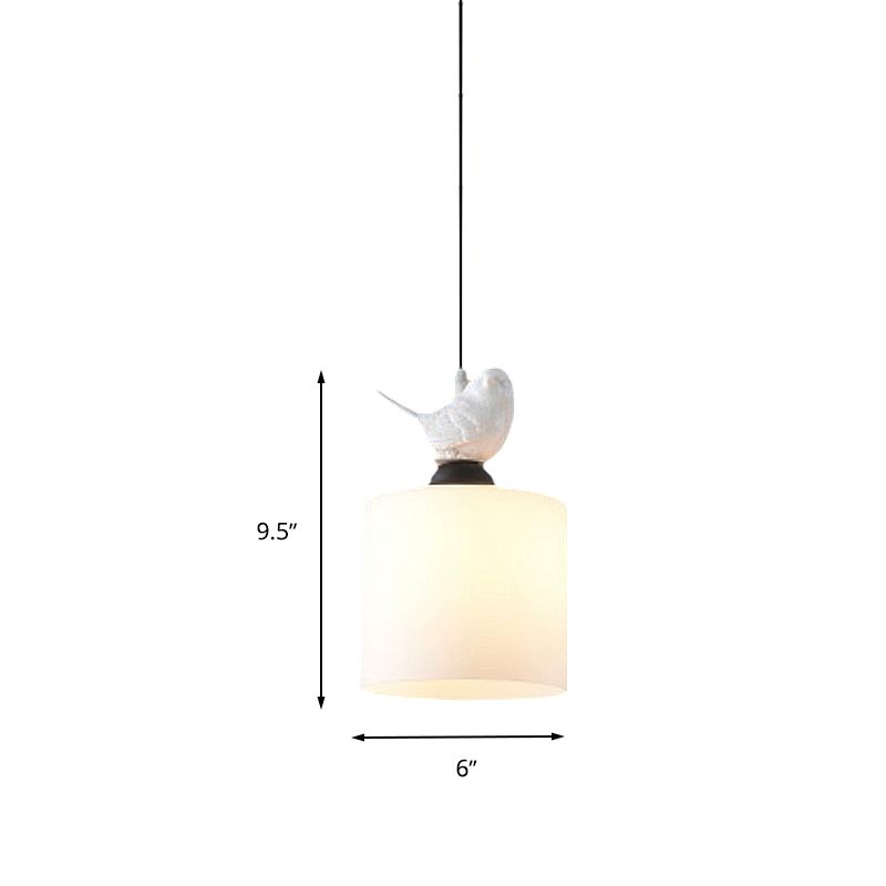 Cilindro Barra de té Luz de lámpara de lámpara de vidrio blanco 1 Lámpara de lámpara colgante de estilo simple