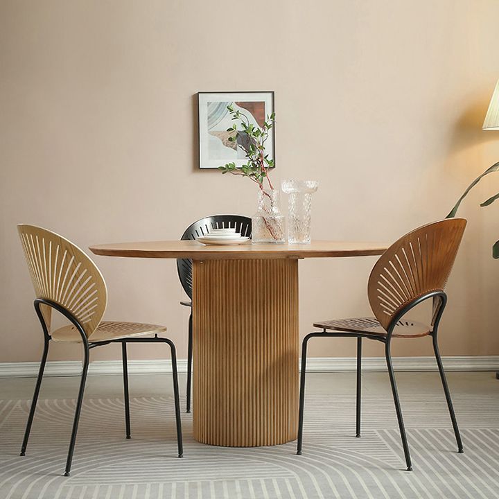 Pine Solid Wood Pedestal Dinette Table Simplicity Dining Table Round for Home