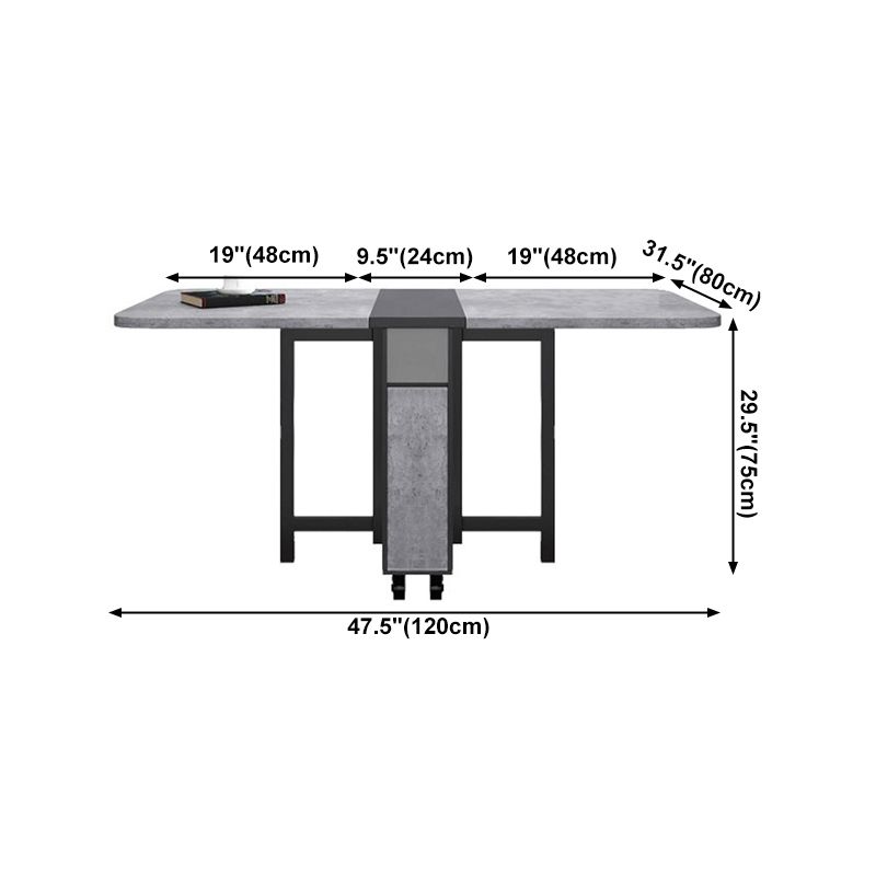 Rectangle Mid-Century Modern Dining Table Grey Base Table for Dining Room