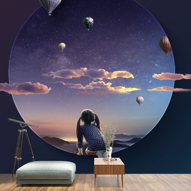 Hot Air Balloon Wall Mural Decal Sci-Fi Stain Resistant Bedroom Wall Covering, Made to Measure