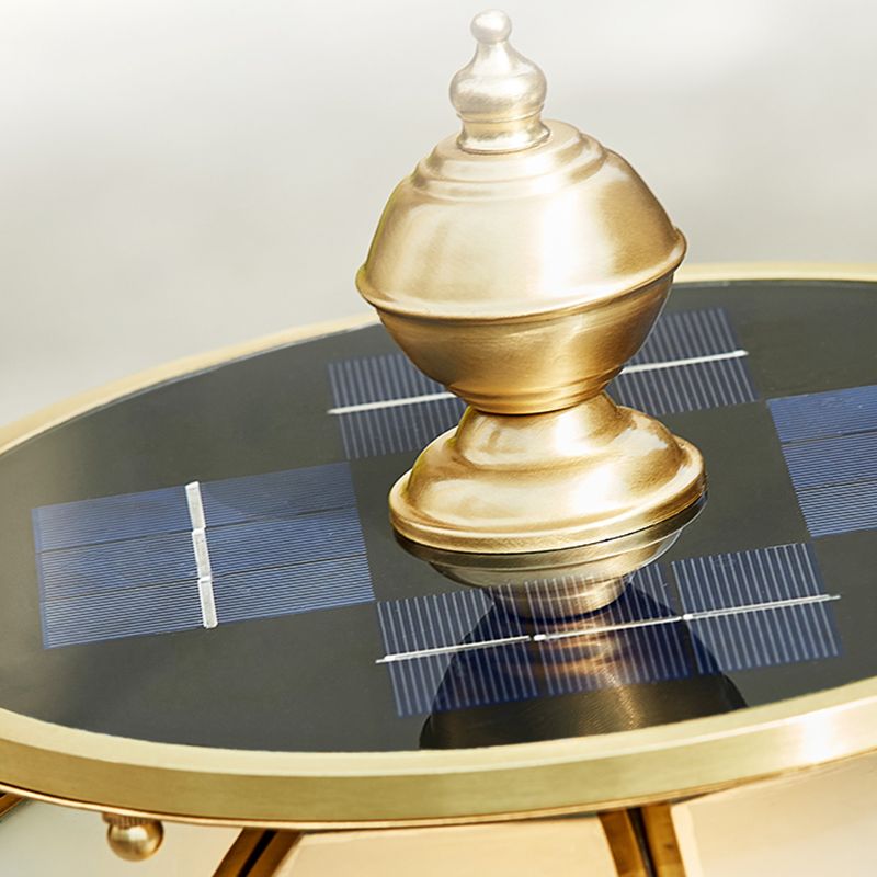 Round Shape Metal Solar Pillar Lamp Modern Style 1 Light Outdoor Light