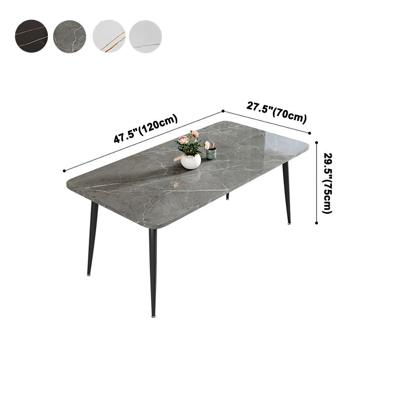 Modern Style Dining Table Rectangle Sintered Stone Dining Table with Black Frame