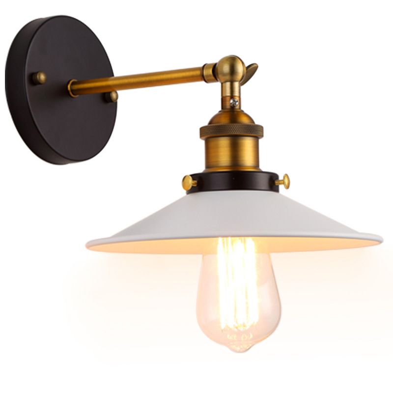 1-leichte Wandlampe für industrielle Stile mit Metalluntertasse Schatten 90 ° Verstellbarer Schwung Arm Leuchte für Coffeeshop-Restaurants