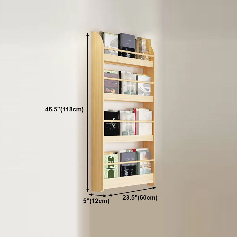 Wood Floating Bookcase Contemporary Style Wall Mounted Book Shelf