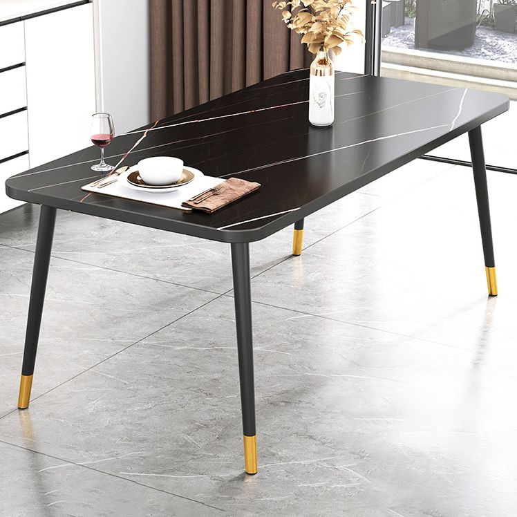 Rectangular Sintered Stone Dining Table Traditional Luxury Dining Furniture with 4 Legs
