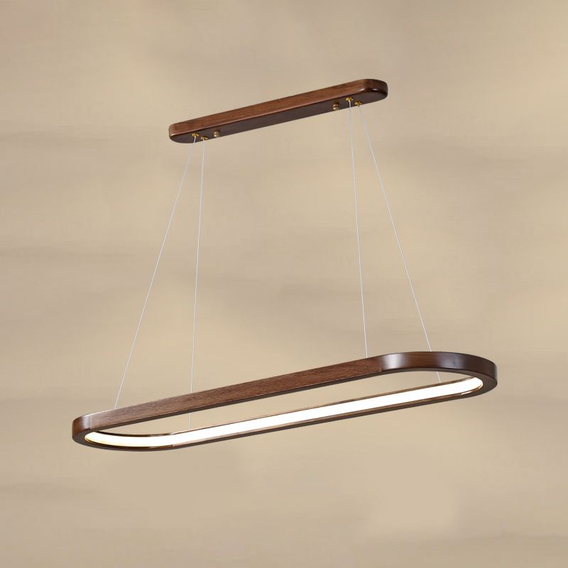 Modern 1-Light Pendant Lighting Wood Oval Island Pendant Light for Kitchen Island