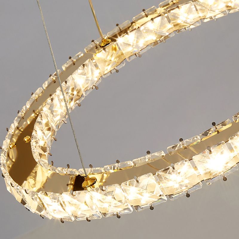 Zeitgenössische mehrschichtige Decke hängende Licht mit Kristallschatten für Esszimmer