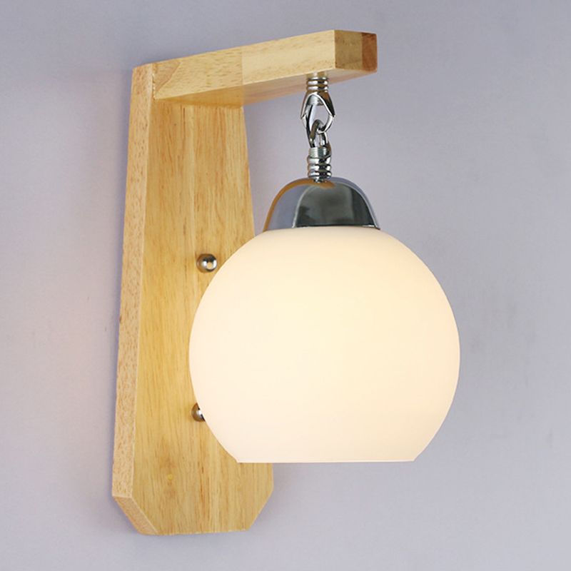 Moderner Stil Geometrisch geformte Wandlampe Holz 1 Lichtwandbeleuchtung Armaturen