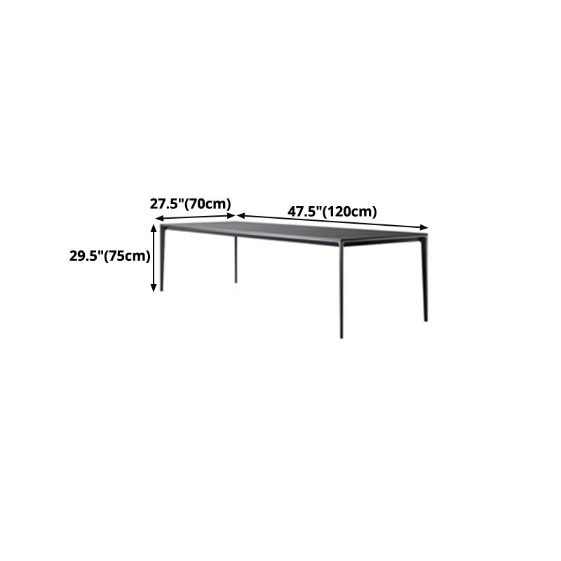Mesa de comedor negra moderna, mesa de comedor rectangular de piedra sinterizada con 4 patas para cocina