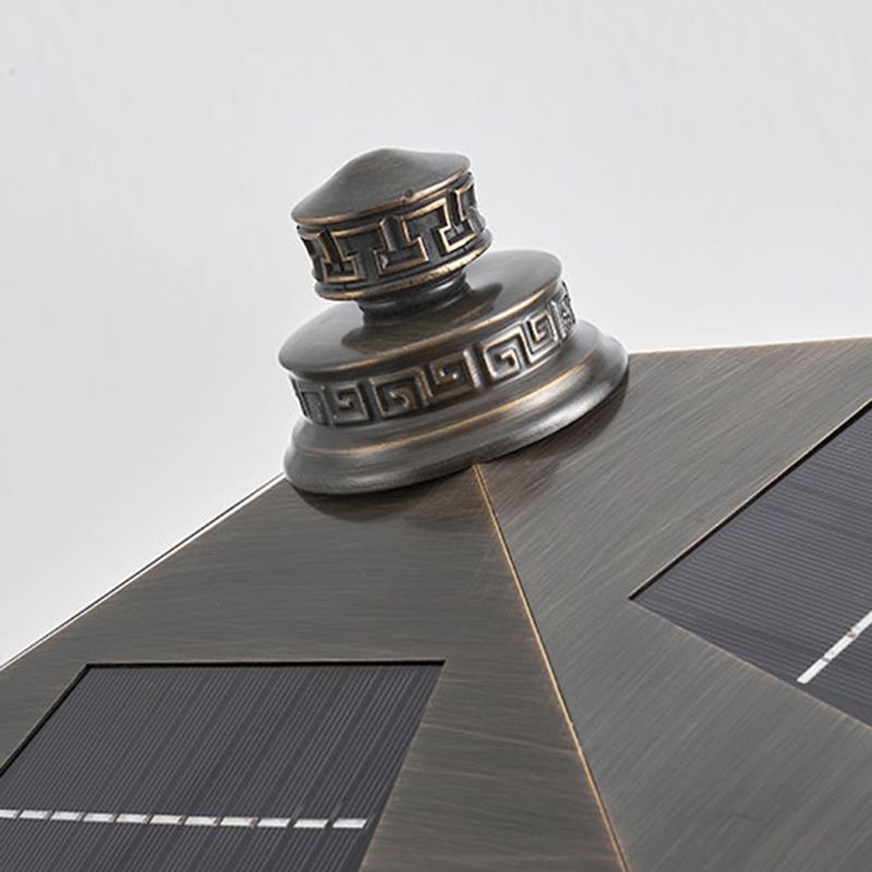 Rectangle Shape Metal Solar Pillar Lamp Modern 1-Light Outdoor Waterproof Light