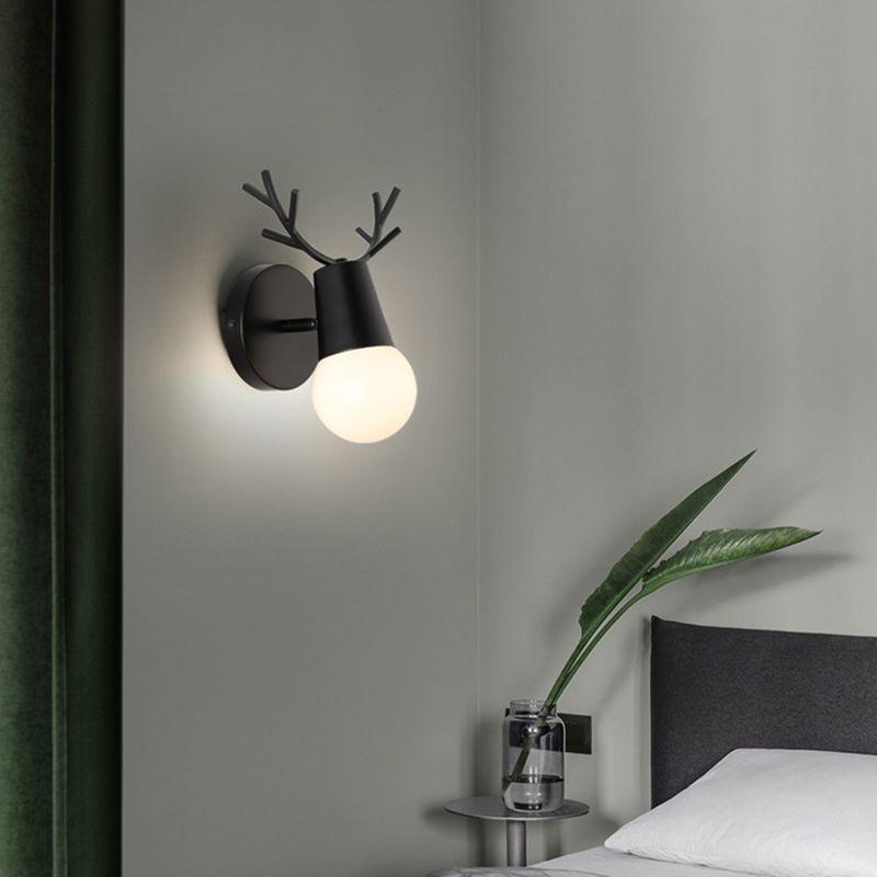 Open Bulb Antler Postmodern Wall Sconce One Blub Wall Mounted Light Fixture for Bedroom