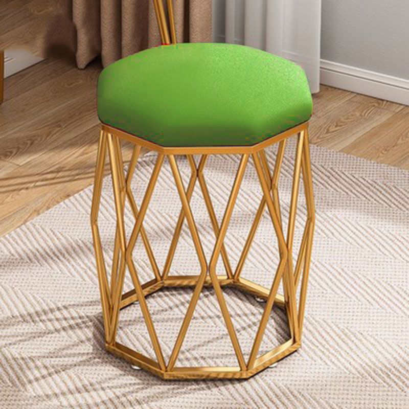 Modern Ottoman Faux Leather Water Resistant Hexagon Ottoman with Metal Leg