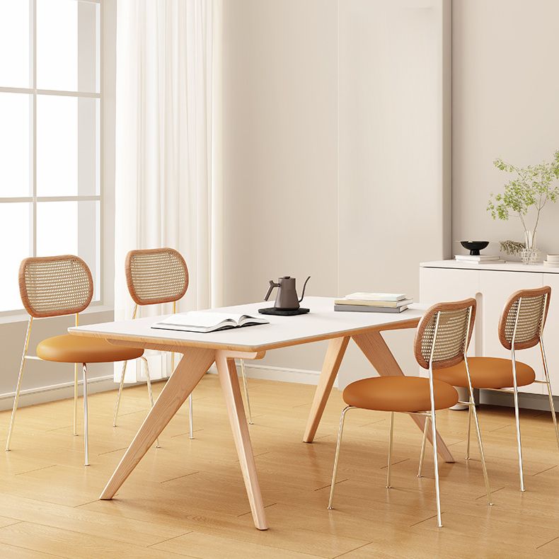 Modern 1/2/5 Pieces Furniture Stone Rectangle Dining Chairs Set in White