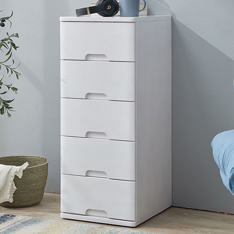 White and Brown Wooden Lingerie Chest Vertical Storage Chest Dresser with Wheels