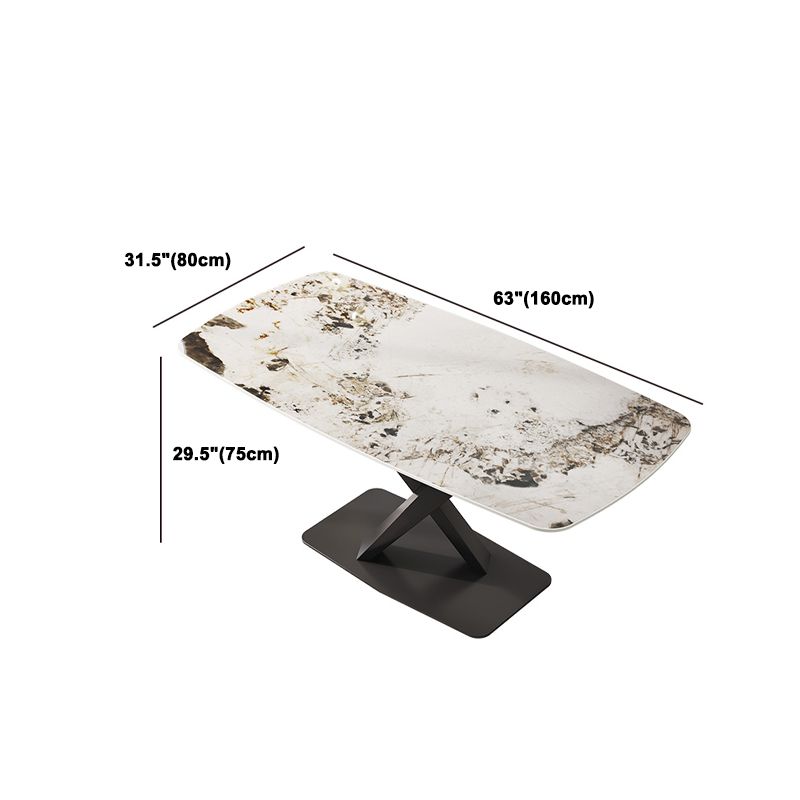 Designer Rectangle Dining Table Set 1/4/5/6/7 Pieces Gold Stone Top Dinette Set