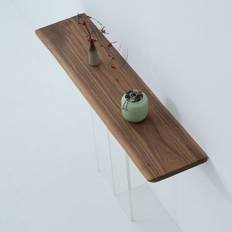 Contemporary Walnut Console Accent Table with Rectangle Top for Hall