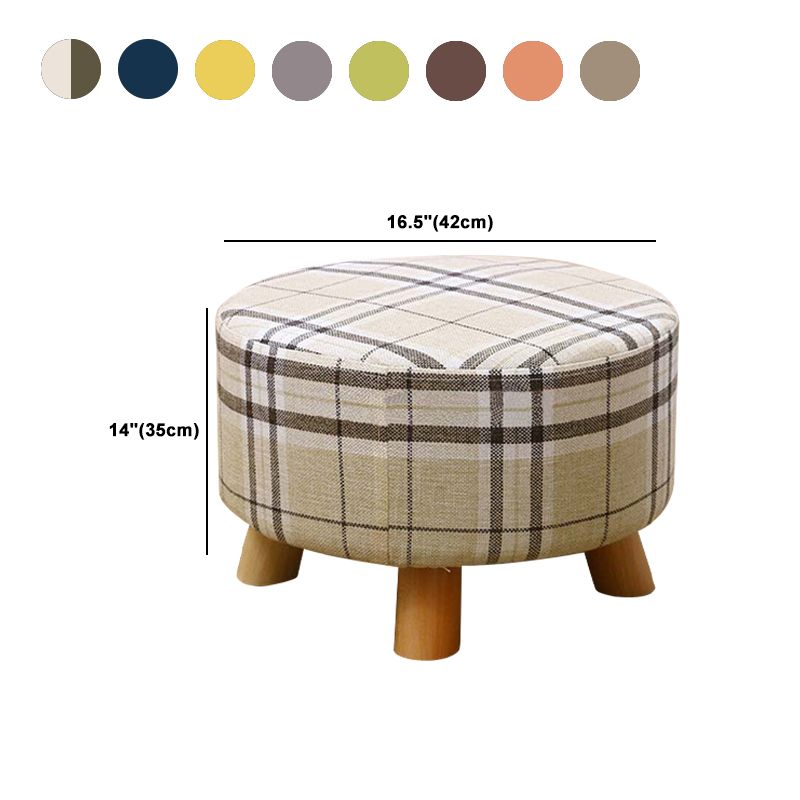 Contemporary Round Ottoman Footrest Plain Cotton Fade Resistant Sherpa Pouf