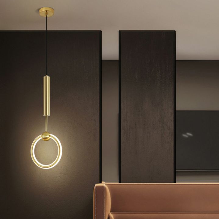 Gouden cirkelvormige led hanglamp in moderne eenvoud smeedijzeren hangende lamp met siliconen schaduw