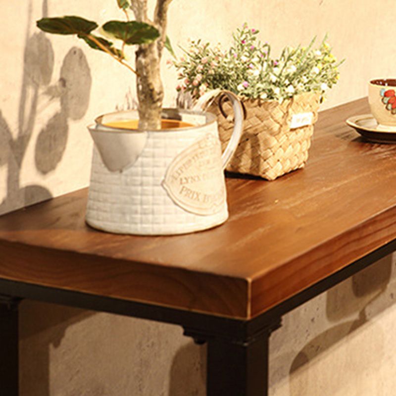 Wood 41.3" H Bar Table Rectangular Metal Base Table for Patio