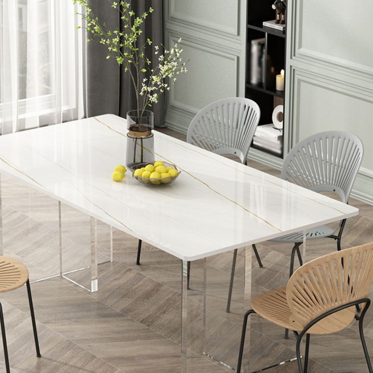 Modern Rectangle White Dining Table Set 1/2/5/7 Pieces Dining Set for Home Use