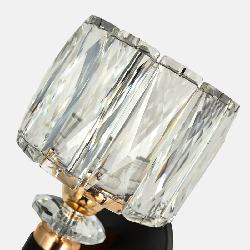 1 Lichtzylindrische Wandleuchte Leuchte Moderne Stil Schwarzer Kristallwandhalterung Beleuchtung