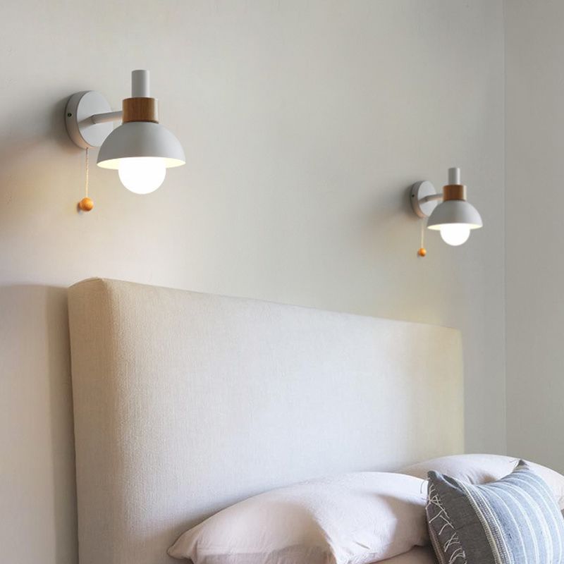 1 Light Dome Wall Sconce Lights Minimalist Metal for Bedroom