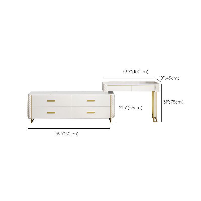 White Make-up Vanity 17.71" Wide Makeup Vanity Desk Table with 6 Drawers